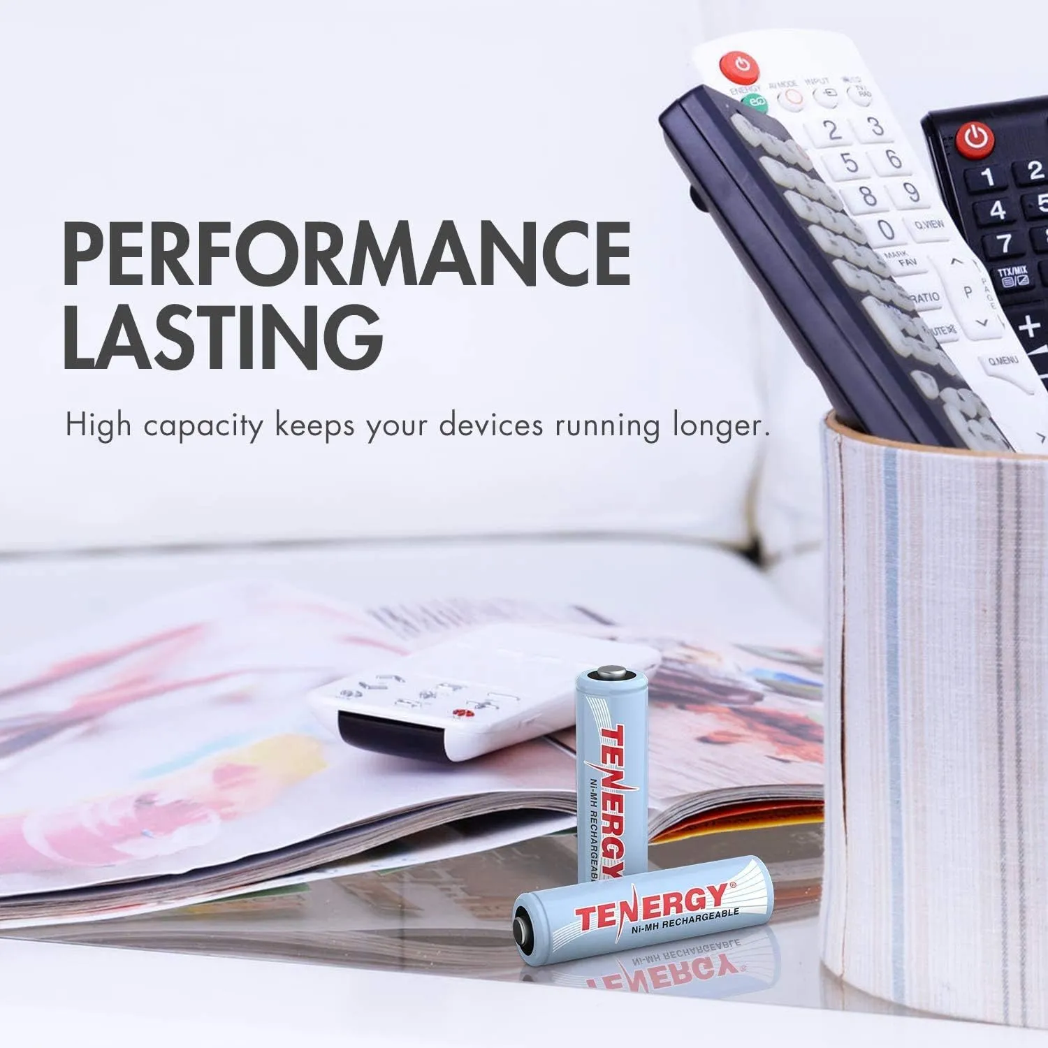 Tenergy AA Rechargeable Battery, High Capacity 2500mAh NiMH AA Battery, 1.2V Double A Batteries, 12 Pack
