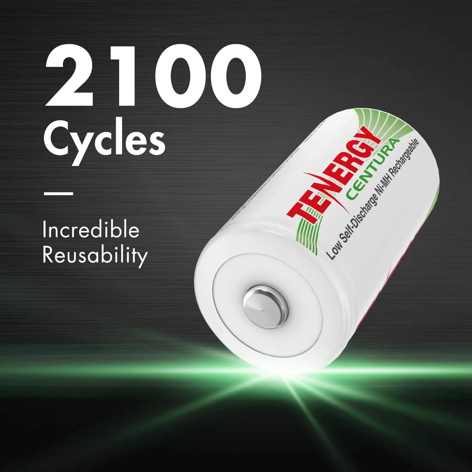 Tenergy Centura 1.2V NiMH Rechargeable D Battery, 8000mAh Low Self Discharge D Cell Batteries, Pre-Charged D Size Battery, 4 Pack, UL Certified