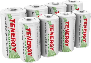 Tenergy Centura Low Self Discharge 8 Pack NiMH Rechargeable Battery Combo, Includes 4xC 4xD Rechargeable Batteries,