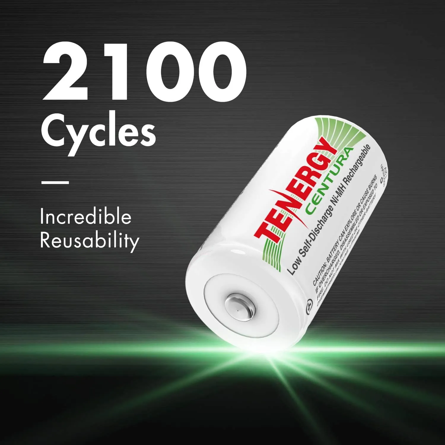 Tenergy Centura NiMH Rechargeable C Batteries, 4000mAh C Battery, Low Self Discharge C Cell Battery, Pre-Charged C Size Battery, 8 Pack