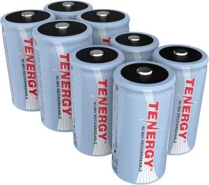 Tenergy High Capacity NiMH Rechargeable Battery Package: 4 C 5000 mAh   4 D 10000 mAh