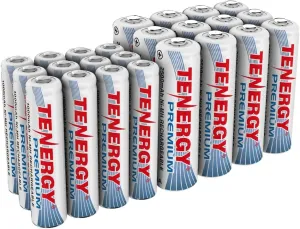 Tenergy Premium High Capacity NiMH Rechargeable Battery Combo, 12xAA and 12xAAA Rechargeable Batteries, 24 Pack