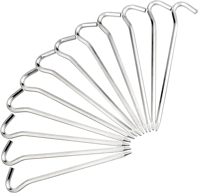 Tent Pegs - Aluminium Tent Stakes Pegs with Hook - 7’’ Hexagon Rod Stakes Nail Spike Garden Stakes Camping Pegs for Pitching Camping Tent, Canopies