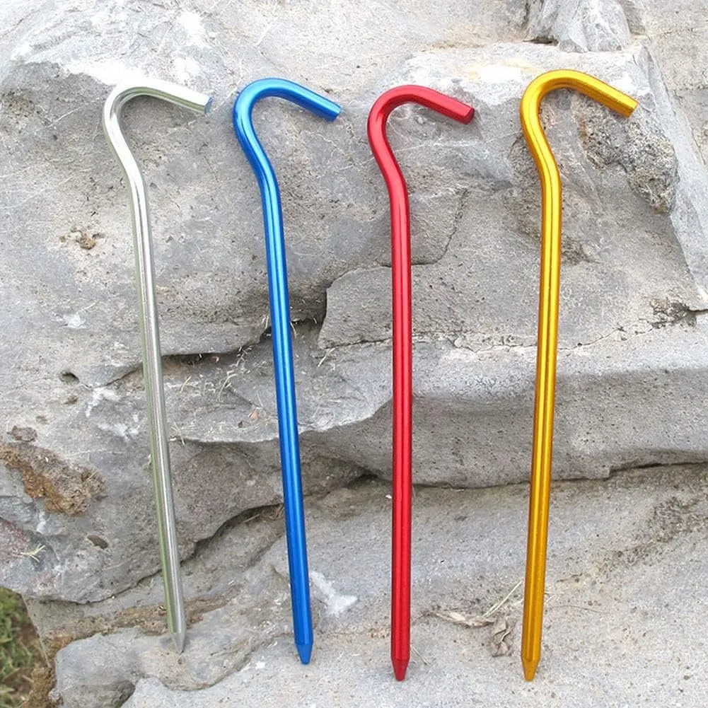 Tent Stakes Tent Stakes 18cm Tent Pegs Aluminum Alloy Tent Peg, Tent Accessories/Pitching Camping Tent for Camping, Hiking, Backpacking(Red,12Pcs)