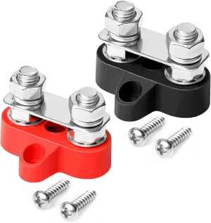 Terminal Blocks 1/4 Inch Power Stud, Battery Post Heavy Duty Terminal Kit for Car Truck RV Boat (Red   Black)