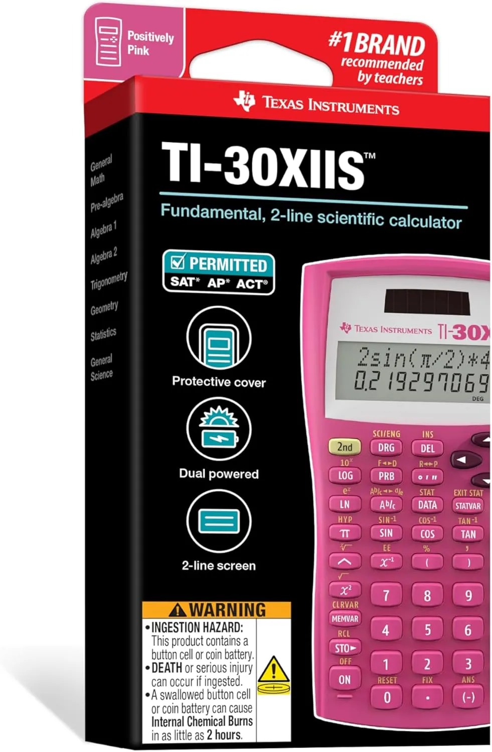 Texas Instruments TI-30X IIS 2-Line Scientific Calculator, Pink