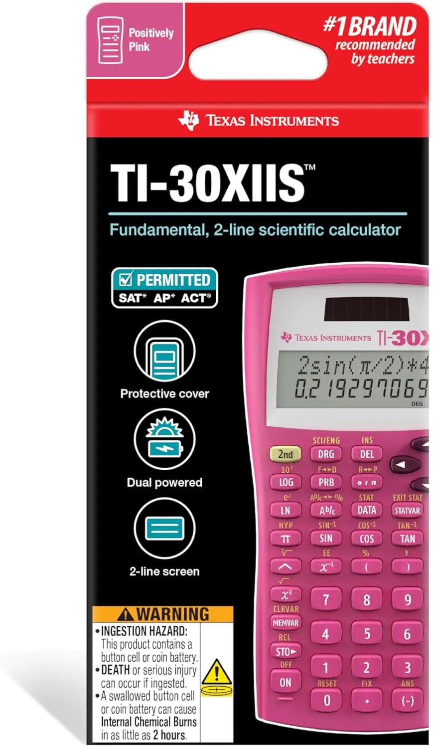 Texas Instruments TI-30X IIS 2-Line Scientific Calculator, Pink