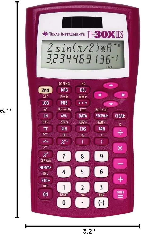 Texas Instruments TI-30XIIS Scientific Calculator, Raspberry Small