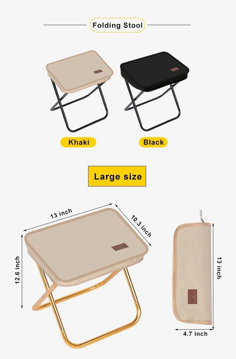 THE LIMIT Mini Folding Stool with Carry Bag for Travel, Hiking, BBQ, Fishing and Leisure (Khaki)