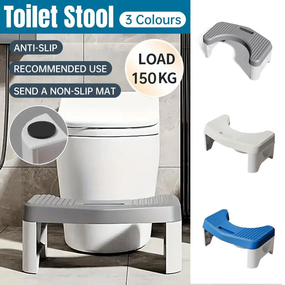 Thickened Toilet Squatting Stool Bathroom Footstool Household Restroom Pad