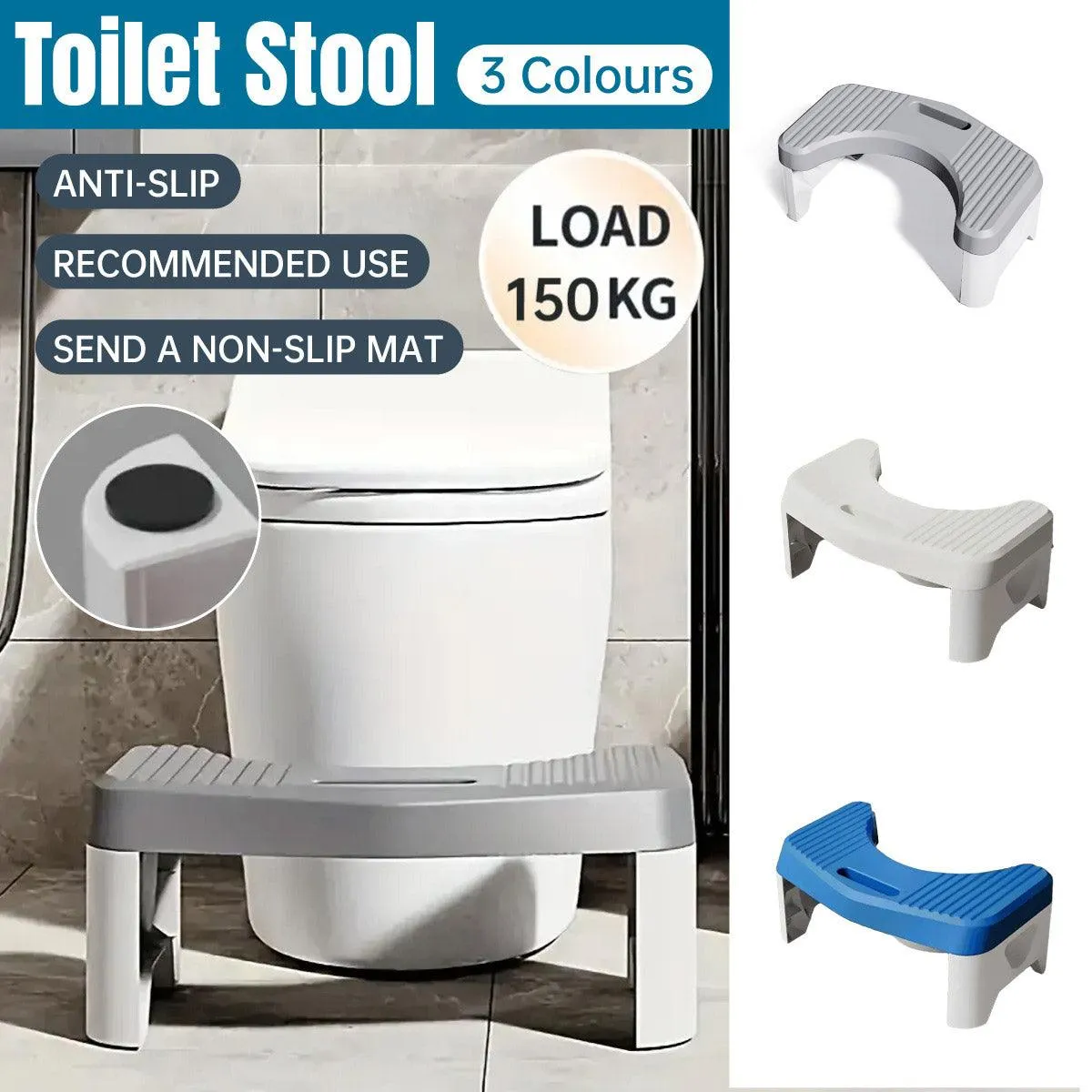 Thickened Toilet Squatting Stool Bathroom Footstool Household Restroom Pad