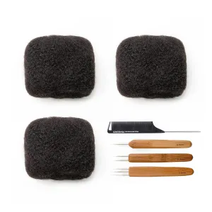 Tight Afro Kinky Bulk 100 ％ Human Hair for Draedlock Extensions, Repair Locs, Twists and Braids 3 Bundles/Package (8 Inch, 1B - Natural Black)