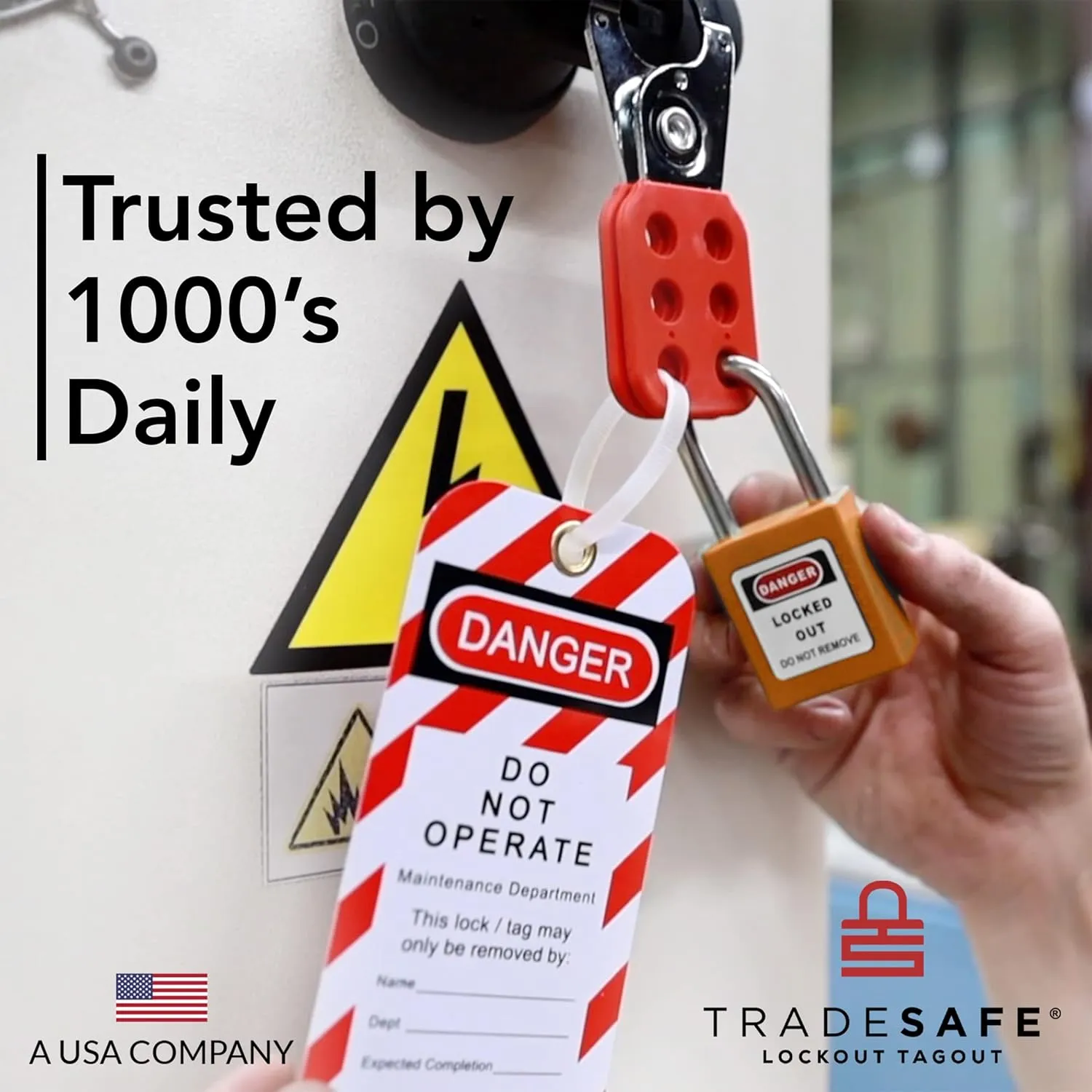 TRADESAFE Lockout Tagout Lock Sets, 10 Orange Keyed Alike Unlimited Grouping Safety Padlocks, 2 Keys Per Lock, OSHA Compliant Loto Locks, for Lock Out Tag Out Kits