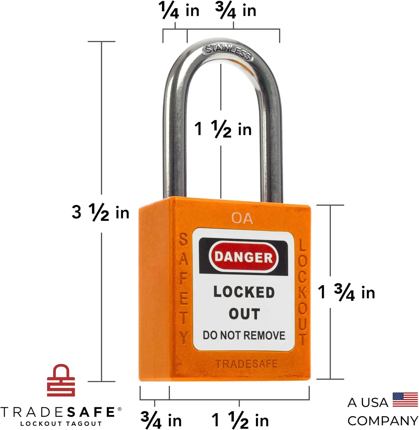 TRADESAFE Lockout Tagout Lock Sets, 10 Orange Keyed Alike Unlimited Grouping Safety Padlocks, 2 Keys Per Lock, OSHA Compliant Loto Locks, for Lock Out Tag Out Kits