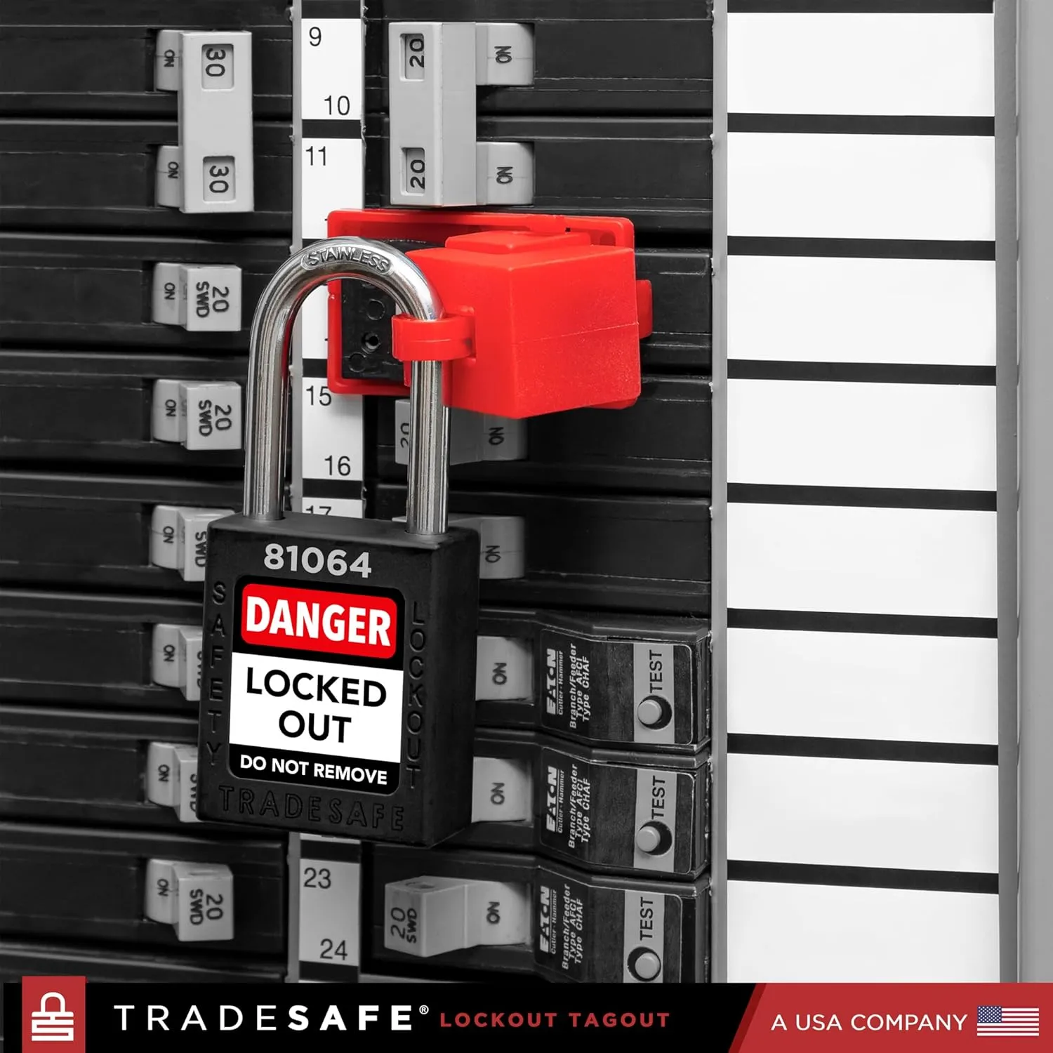 TRADESAFE Lockout Tagout Locks Set - 10 Black Lockout Locks Keyed Different, 2 Keys Per Loto Lock, OSHA Compliant Lock Out Tag Out Padlocks, Safety Padlocks for Electrical Lockout Tag Out Kits