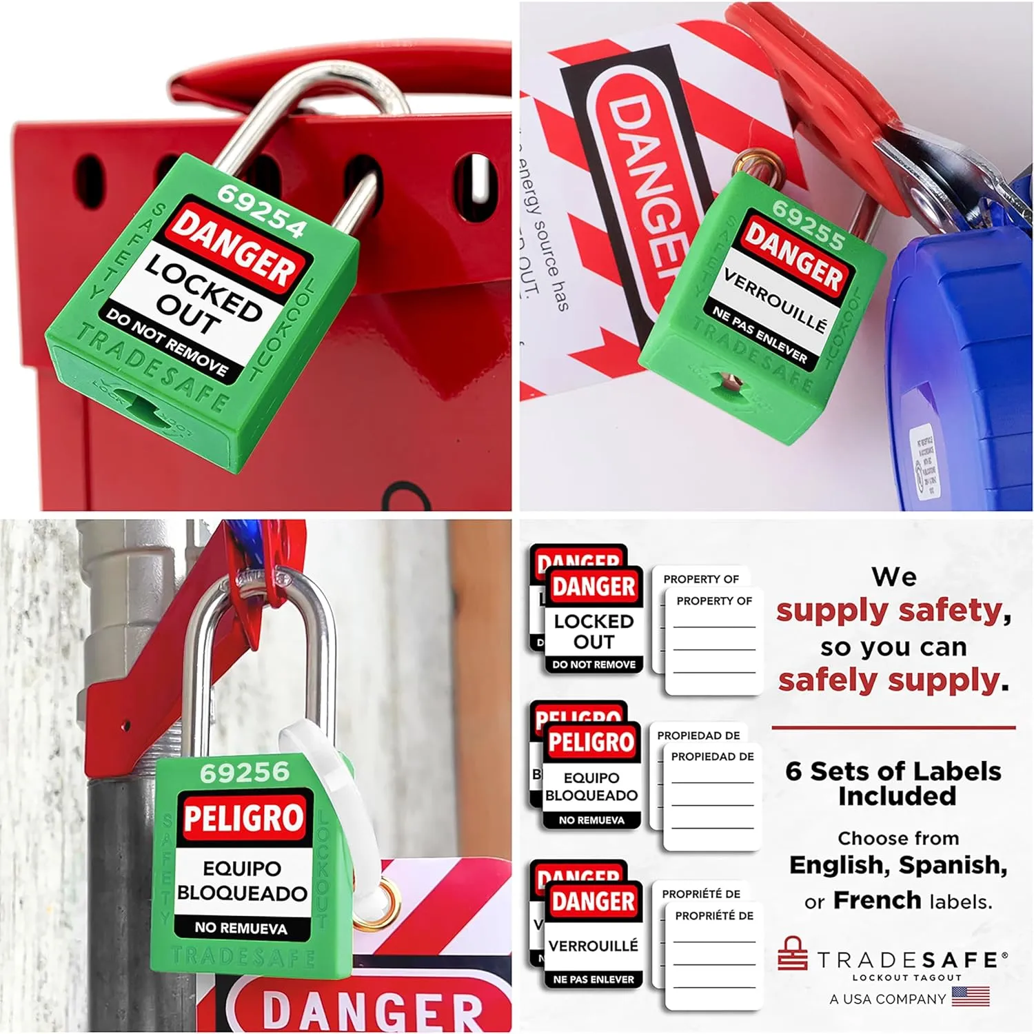 TRADESAFE Lockout Tagout Locks Set - 10 Green Lockout Locks Keyed Different, 2 Keys Per Loto Lock, OSHA Compliant Lock Out Tag Out Padlocks for Electrical Lockout Tag Out Kits
