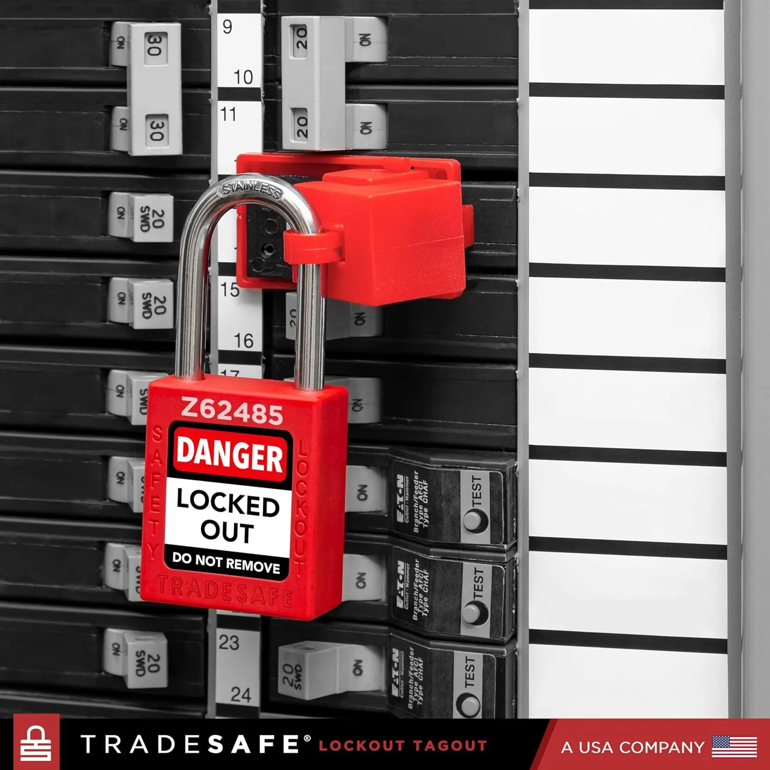 TRADESAFE Lockout Tagout Locks Set - 10 Red Keyed Alike Padlocks, 2 Keys Per Lock, OSHA Compliant Loto Locks for Lock Out Tag Out Stations, Premium Grade