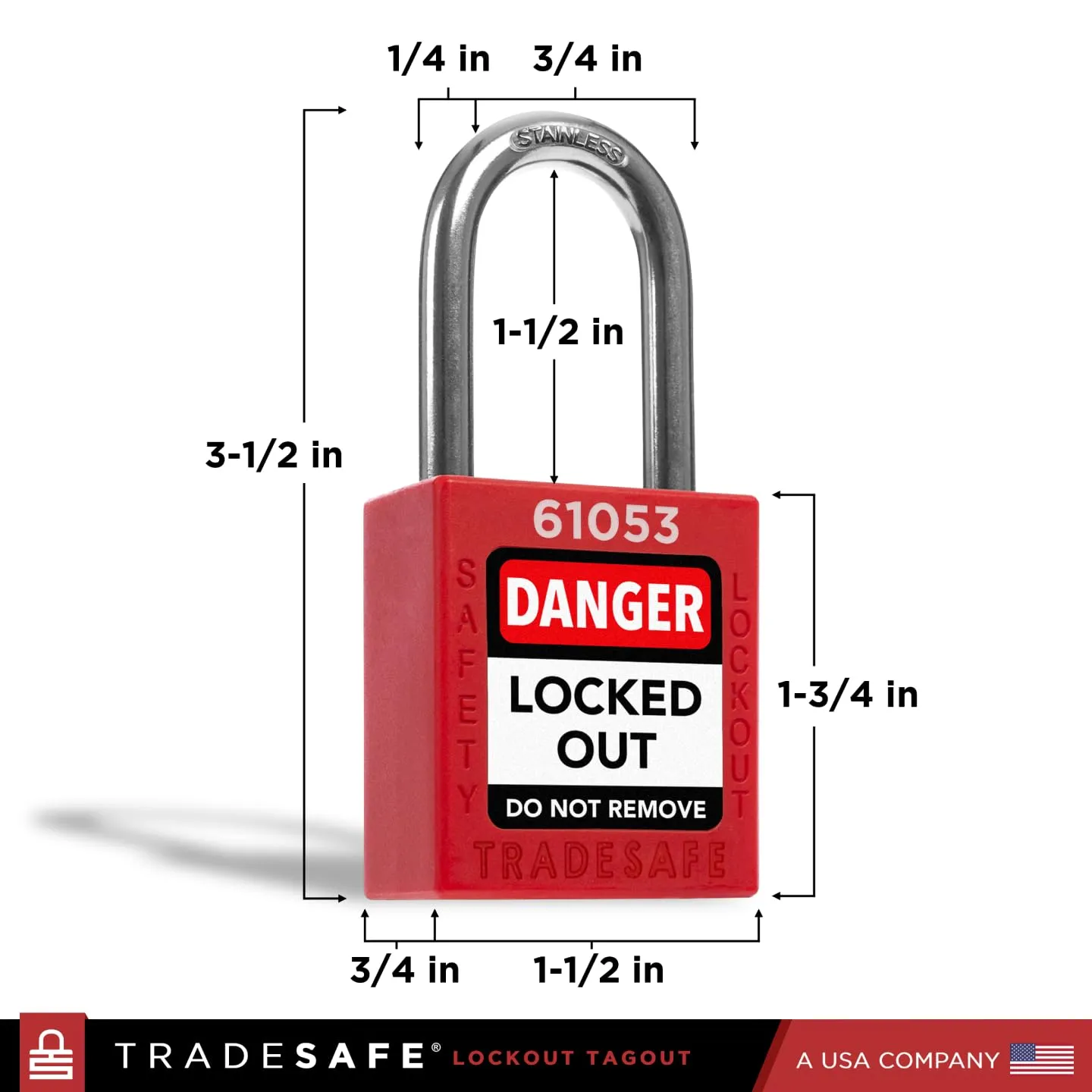 TRADESAFE Lockout Tagout Locks Set - 10 Red Loto Locks, Lockout Locks Keyed Different, 2 Keys Per Lock, OSHA Compliant Lock Out Tag Out Padlocks, Safety Padlocks for Electrical Lockout Tag Out Kits