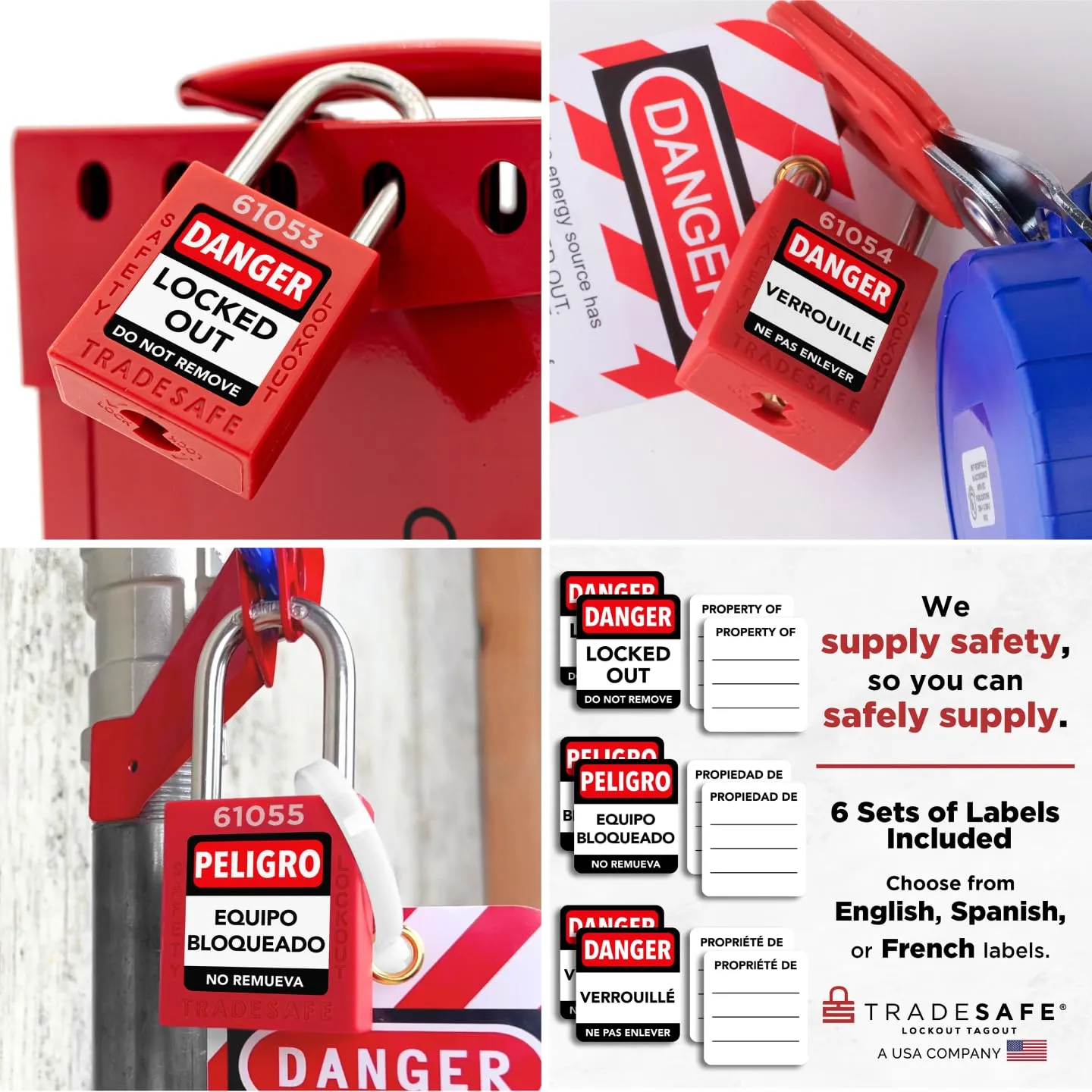 TRADESAFE Lockout Tagout Locks Set - 10 Red Loto Locks, Lockout Locks Keyed Different, 2 Keys Per Lock, OSHA Compliant Lock Out Tag Out Padlocks, Safety Padlocks for Electrical Lockout Tag Out Kits
