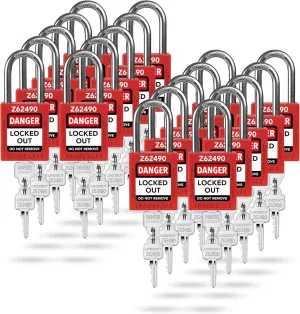 TRADESAFE Lockout Tagout Locks Set - 20 Red Keyed Alike Padlocks, 2 Keys Per Lock, OSHA Compliant Loto Locks for Lock Out Tag Out Stations, Premium Grade