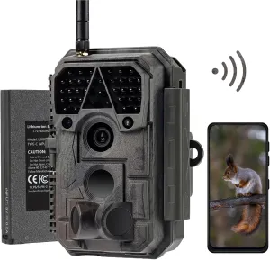 Trail Camera P100P, WiFi Bluetooth, Rechargeable, 48MP 1296p, 100ft No-Glow Night Vision, IP66 Waterproof, Fast 0.1s Trigger Speed Motion Activated, Camo
