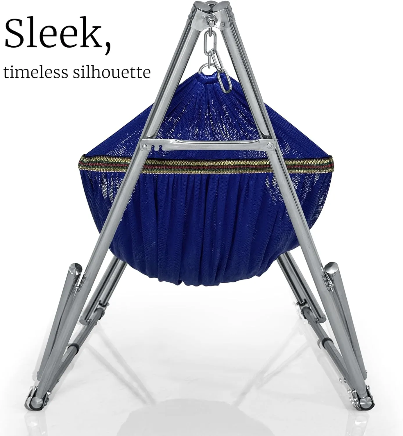 Tranquillo 650 lbs Capacity Double Hammock Stand for 2 Persons, Adjustable Hammock Stand, Collapsible Camping Hammock and Stand, Signature Stainless Steel Stand Breathable Polyester Hammock Net, Blue