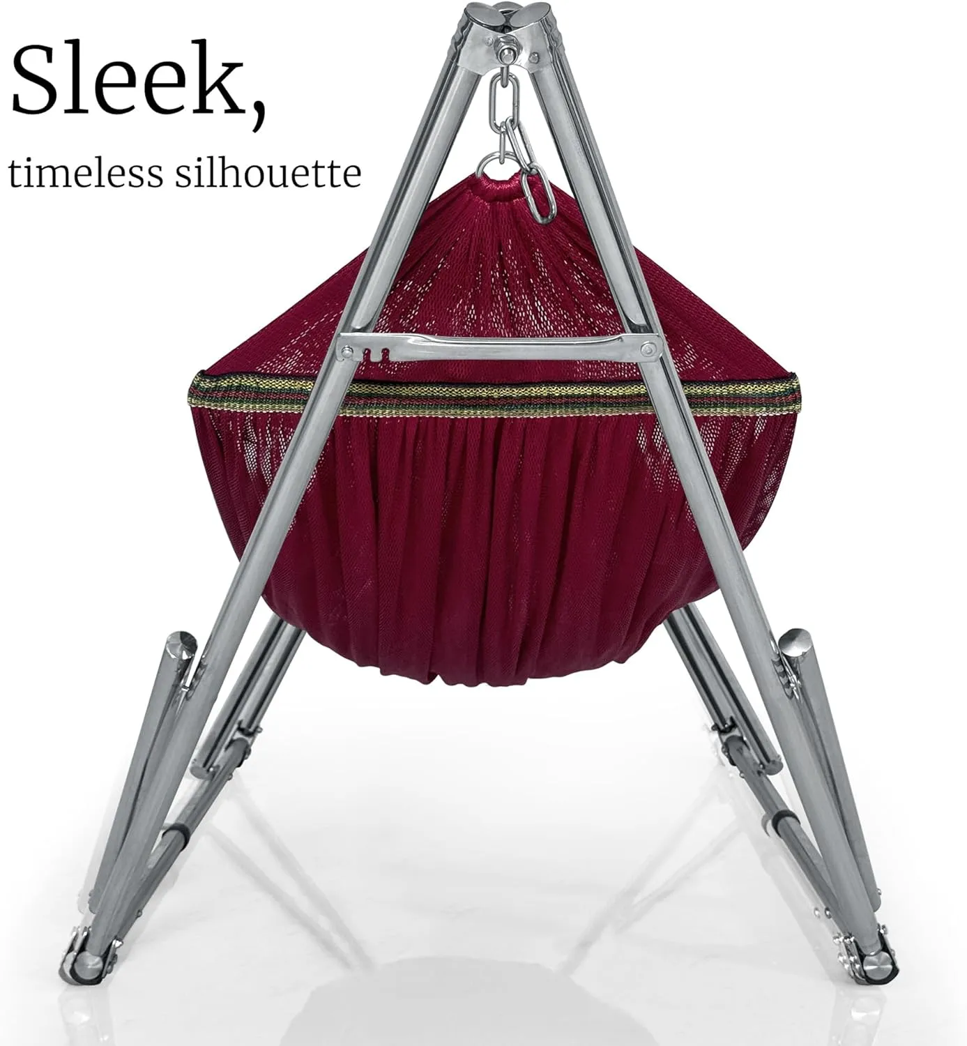 Tranquillo Portable Foldable Hammock Stand, Collapsible Camping 650 lbs Capacity, Double for 2 Persons, Premium Stainless Steel Stand and Breathable Hammock Net, Red