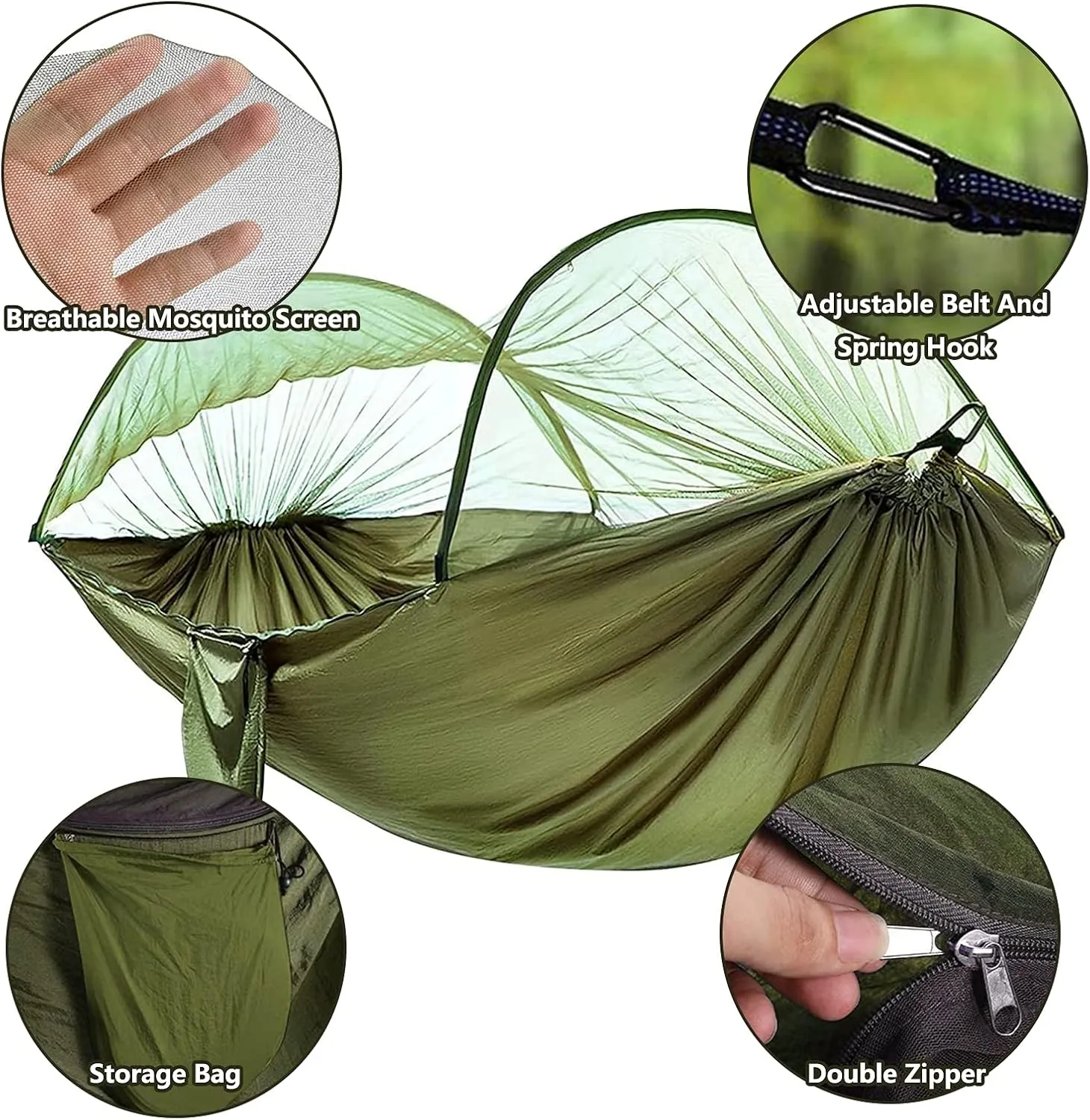 Travel Hammock with Mosquito Net, Lightweight Camping Hammock Hold Up to 200kg, Portable Outdoor Hammock for Camping Hiking Backpacking,Orange,290x140cm