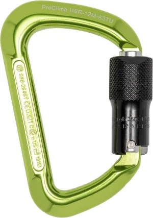Triple Lock Gate - Forged Modified-D Aluminum - Green Anodized Finish - 24kN MBS / 16kN Gate Strength