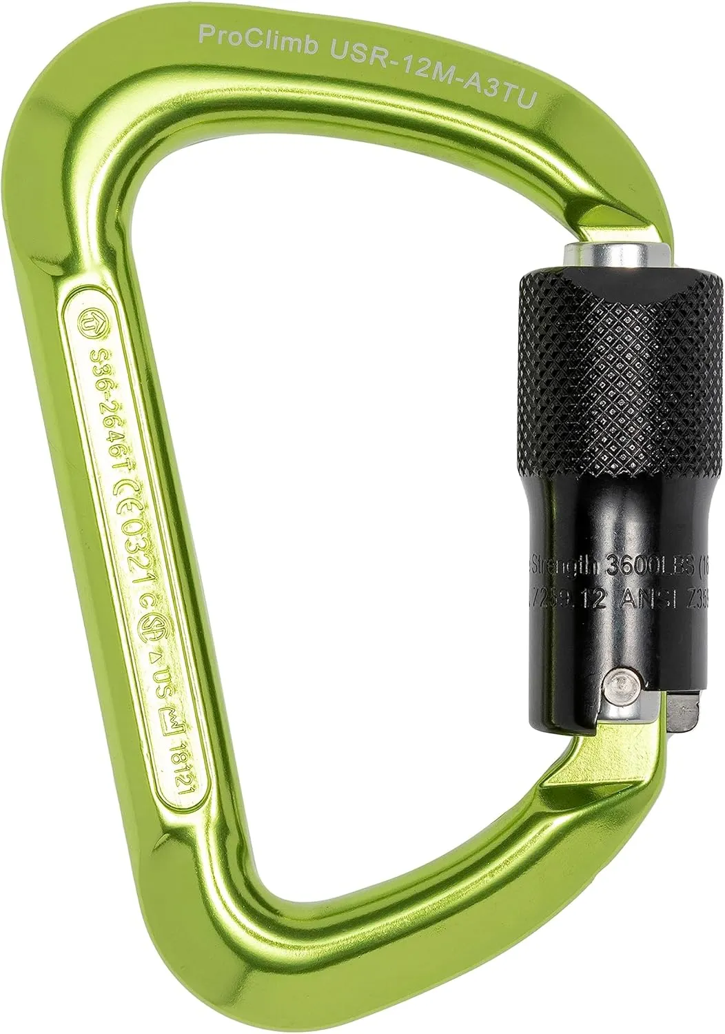 Triple Lock Gate - Forged Modified-D Aluminum - Green Anodized Finish - 24kN MBS / 16kN Gate Strength