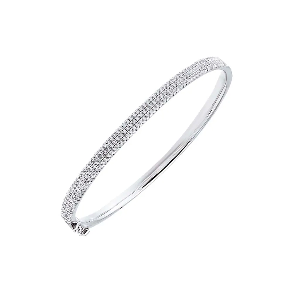 Triple Row Pave Bangle Bracelet