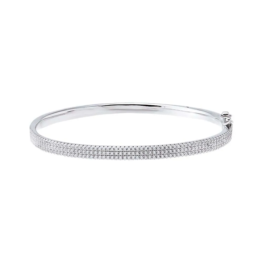 Triple Row Pave Bangle Bracelet