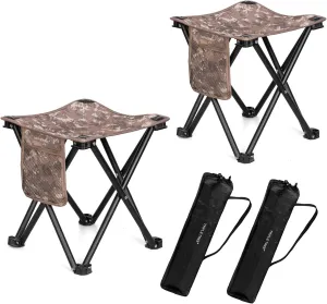 TRIPLE TREE 2 Pack Camping Stool, 13.8 Inch Camouflage Portable Folding Stool for Outdoor Walking Hiking Fishing 400 LBS Capacity with Carry Bag