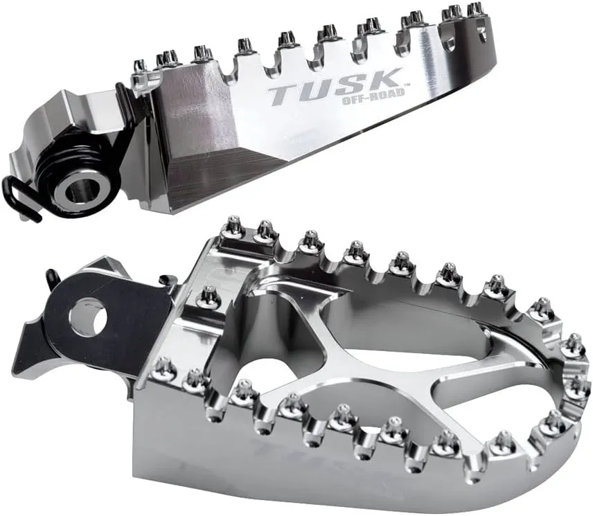 Tusk Billet Race Foot Pegs With Springs Compatible with Kawasaki KLR650 1987-2018, 2022-2025