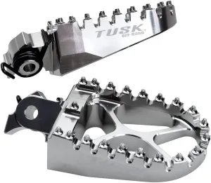 Tusk Billet Race Foot Pegs With Springs Compatible with Kawasaki KLR650 1987-2018, 2022-2025