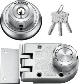 Twist to Lock Jimmy Proof Deadbolt Lock Keyless with Unpickable Night Latch&Anti-Mislock Button 304 Stainless Steel Heavy Guard Security Single Cylinder SC Keys Prohibits Forced Entry Silver