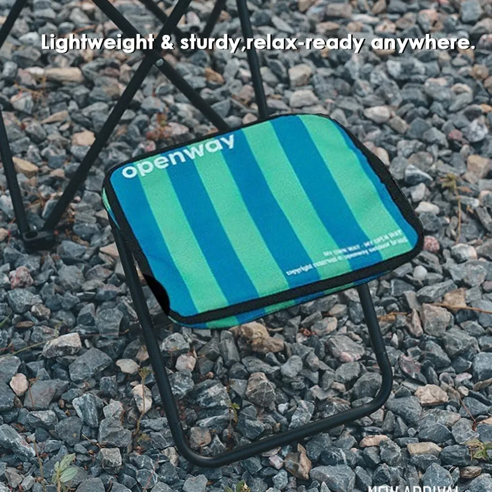 Tyasoleil Portable Folding Stool for Outdoor Camping - Compact Stool with Oxford Fabric Seat, Lightweight Collapsible Stool for Hiking, Fishing, Picnic (Blue Green)