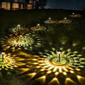 Ultra Bright Solar Lights Outdoor Waterproof 8 Pack, 100% Faster Charge Solar Lights for Outside with Vibrant Mandala Pattern, Solar Pathway Garden Lights Up to 12H Auto On/Off