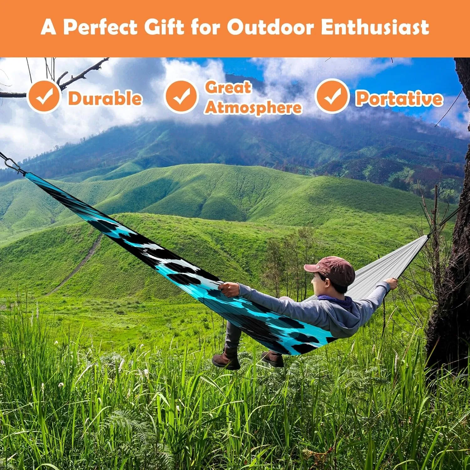 Ultra-Durable Portable Hammock for Camping Outdoor Enthusiasts Lightweight Travel Hammock Quick Setup Garden and Tree Hammock Paw Print Ideal for Backpacking, Hiking & Relaxation