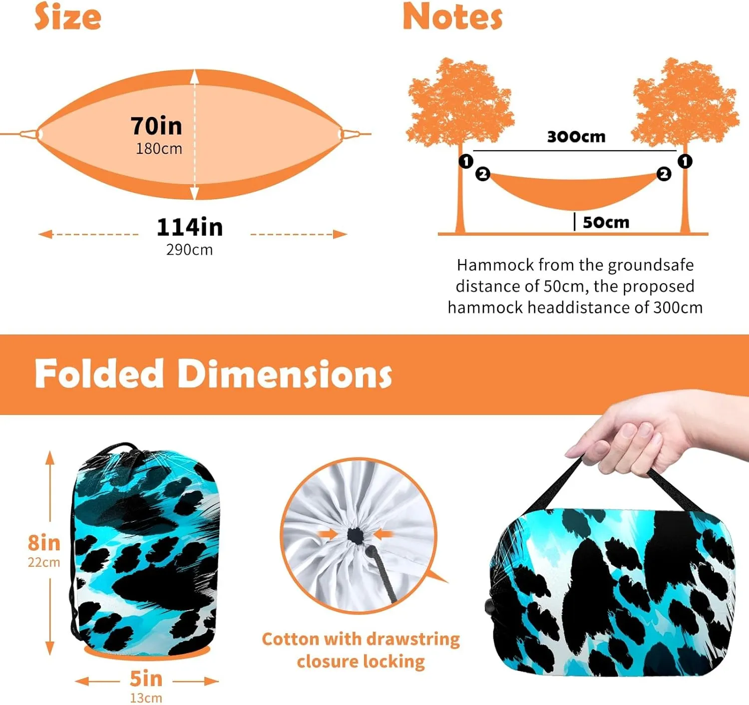 Ultra-Durable Portable Hammock for Camping Outdoor Enthusiasts Lightweight Travel Hammock Quick Setup Garden and Tree Hammock Paw Print Ideal for Backpacking, Hiking & Relaxation