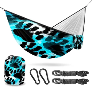 Ultra-Durable Portable Hammock for Camping Outdoor Enthusiasts Lightweight Travel Hammock Quick Setup Garden and Tree Hammock Paw Print Ideal for Backpacking, Hiking & Relaxation