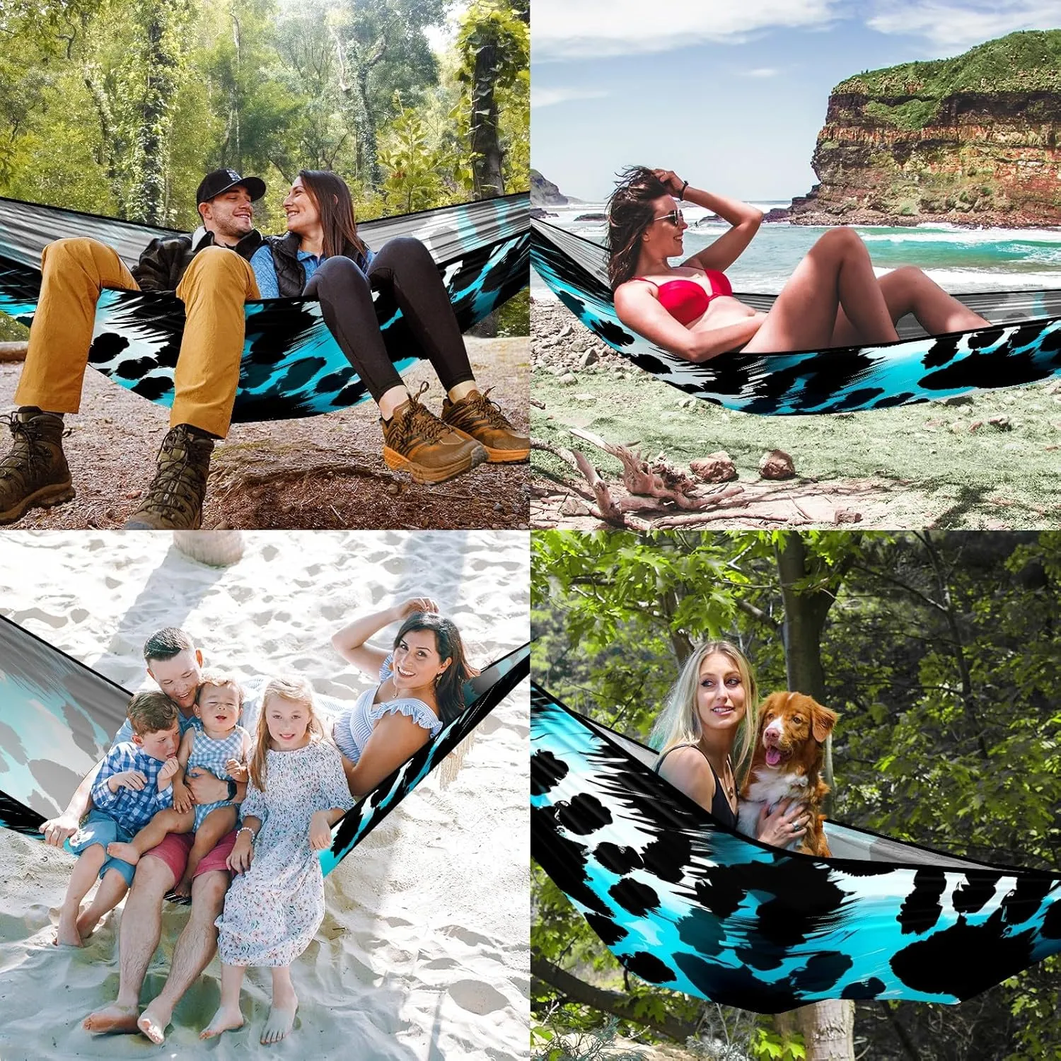 Ultra-Durable Portable Hammock for Camping Outdoor Enthusiasts Lightweight Travel Hammock Quick Setup Garden and Tree Hammock Paw Print Ideal for Backpacking, Hiking & Relaxation