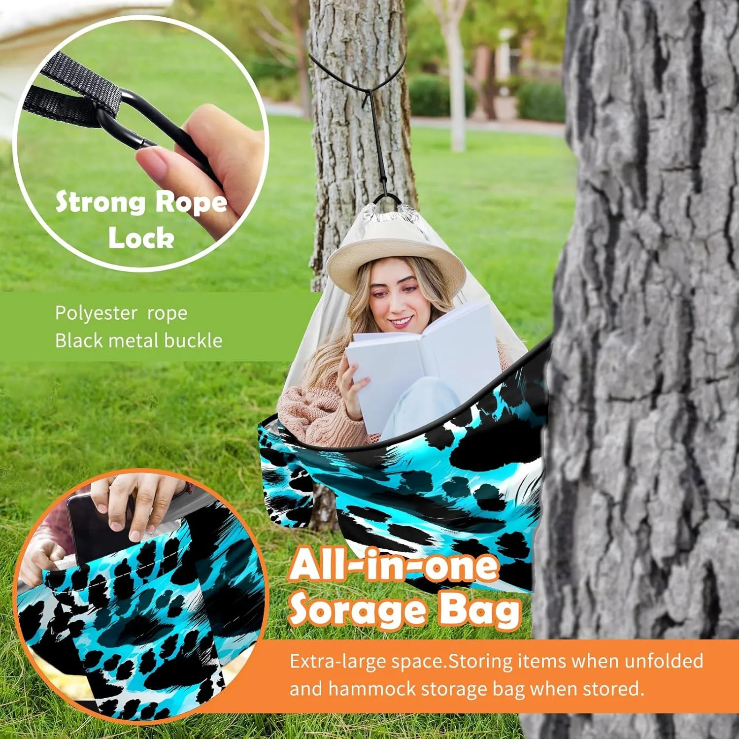 Ultra-Durable Portable Hammock for Camping Outdoor Enthusiasts Lightweight Travel Hammock Quick Setup Garden and Tree Hammock Paw Print Ideal for Backpacking, Hiking & Relaxation