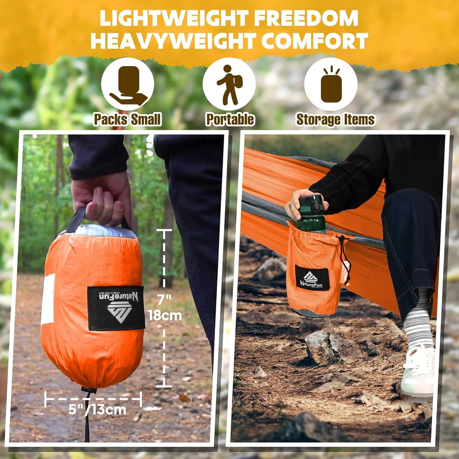 Ultra-Light Travel Camping Hammock | 300kg Load Capacity,(275 x 140 cm) Breathable,Quick-Drying Parachute Nylon | 2 x Premium Carabiners,2 x Nylon Slings Included | Outdoor Indoor Garden