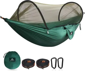 Ultra-Light Travel Camping Hammock Pop-up Net Hammock 300kg Load Capacity,Breathable,Quick-Drying Parachute Nylon 2 Premium Carabiners,2 Tree Slings Included for Outdoor Backpacking Hiking