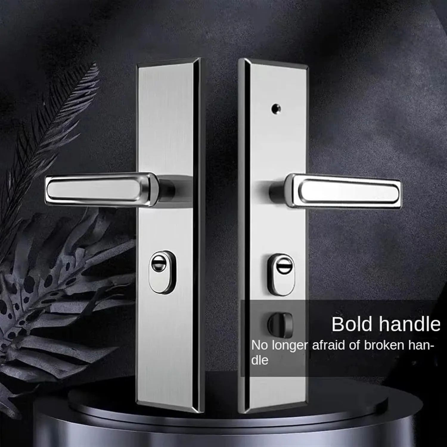 Universal Entrance Security Door Lock Stainless Steel Shinny Multifunction Door Handle Lock Mechanical Lock Set 1Pcs(B 55mm Handle)