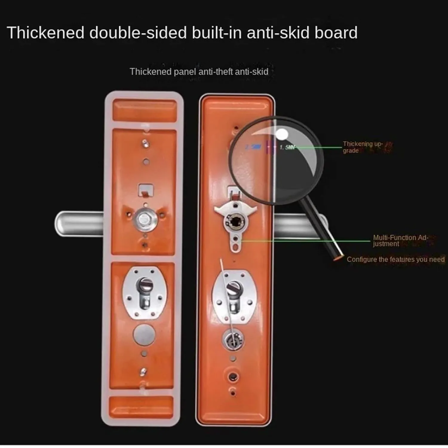 Universal Entrance Security Door Lock Stainless Steel Shinny Multifunction Door Handle Lock Mechanical Lock Set 1Pcs(B 55mm Handle)