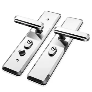 Universal Entrance Security Door Lock Stainless Steel Shinny Multifunction Door Handle Lock Mechanical Lock Set 1Pcs(B 55mm Handle)