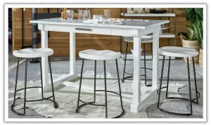 Universal Furniture Reid White Counter Stool with Metal Base