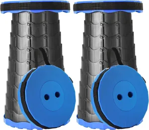 Upgraded Foldable Stool Thickened Set of 2, Portable Collapsible Stool Retractable Stool, Foldable Portable Collapsible Chair for Fishing, Hiking Tours, BBQ, Parties, Outdoor Activities (Blue)